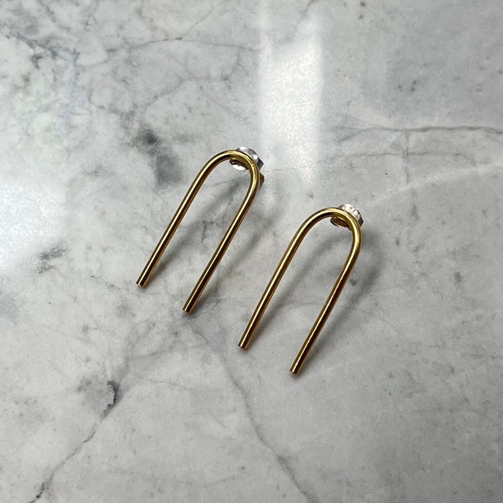 Gold U-Shaped Earrings | Minimalist, Modern, Lightweight, Arch, Horseshoe, Easy
